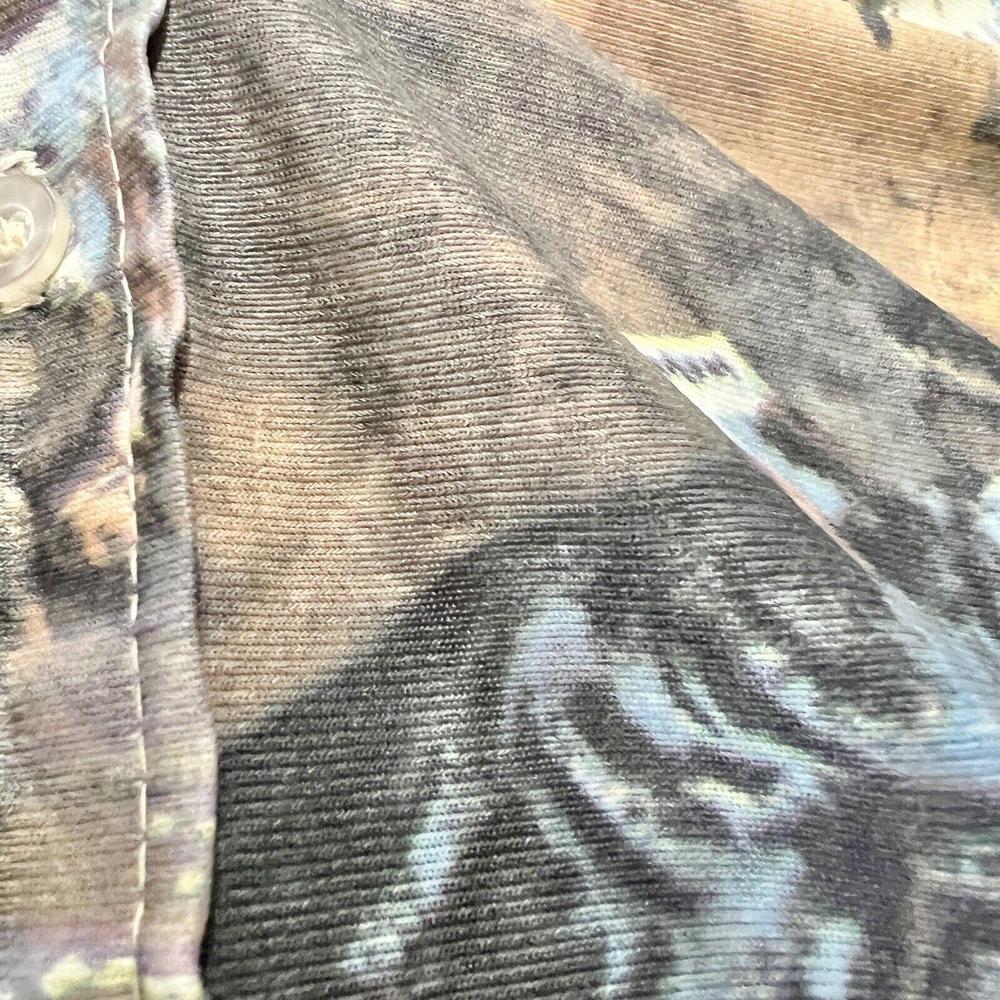 VTG Disco Revenge Button Down Shirt AOP Picture Printed Thin Sheer Elastic Sz M - Picture 9 of 10